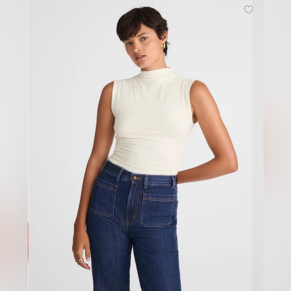 Madewell Cream Sleeveless Mock Neck Top
